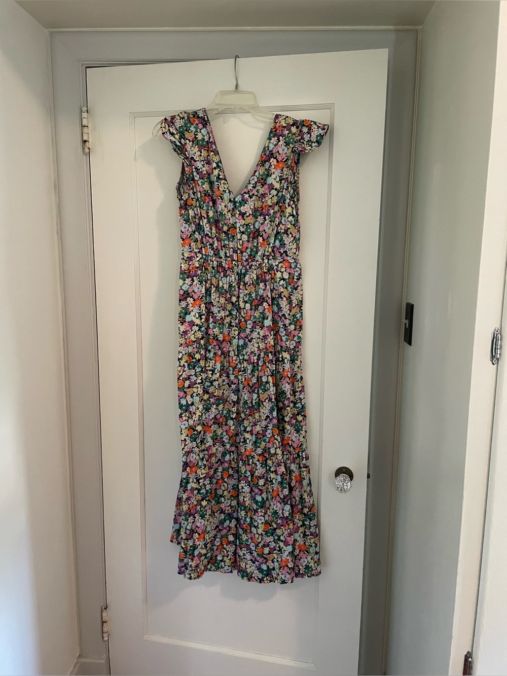 GAP Floral Maxi Flutter Sleeve Dress